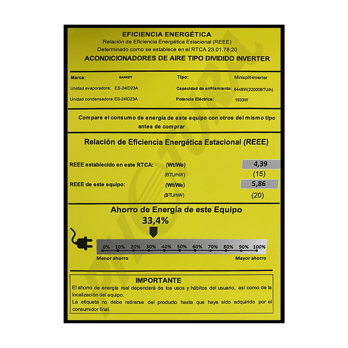 Sankey Aire Acondicionado Split Inverter 22,000 BTU | SEER 20 | Alta Eficiencia | Enfriamiento Supremo | Silver Ion | Filtro de Carbón Activo | 220v