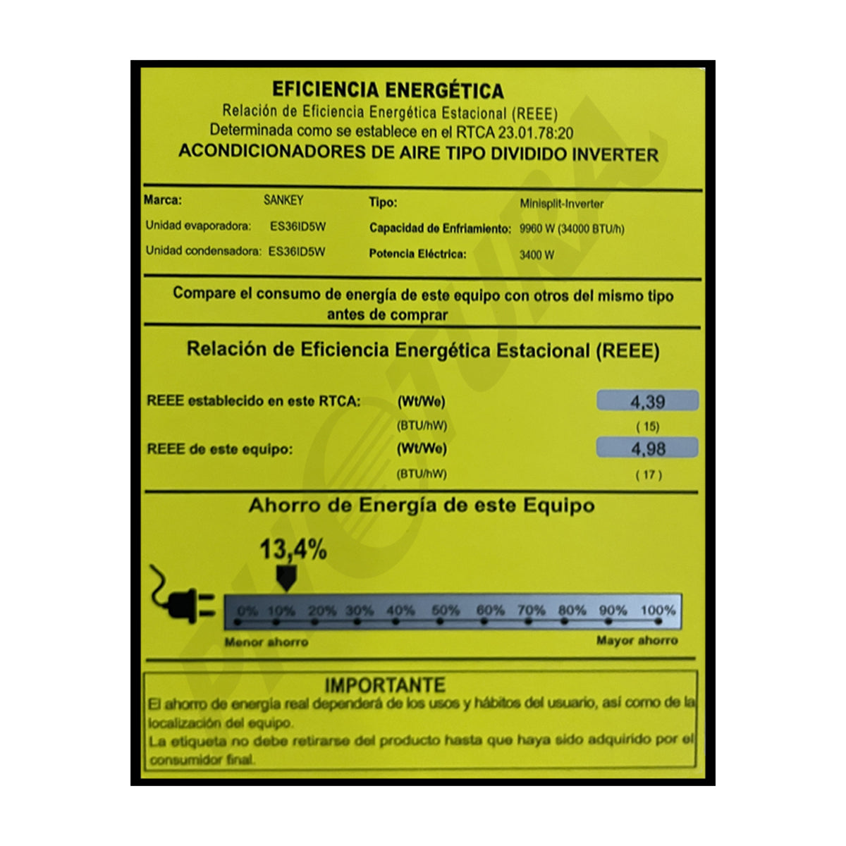 Sankey Aire Acondicionado Split Inverter 34,000 BTU | SEER 17 | WiFi | Enfriamiento Supremo | Silver Ion | Filtro de Carbón Activo | 220v