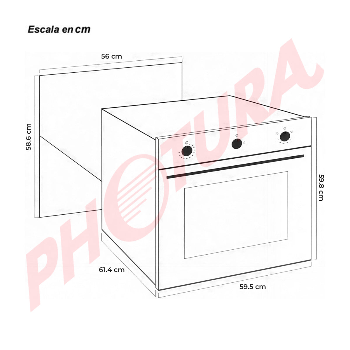 DRIJA Europa 60 Gas-A Horno Multifuncional Empotrable a Gas | Puerta de Triple Vidrio | 250°C