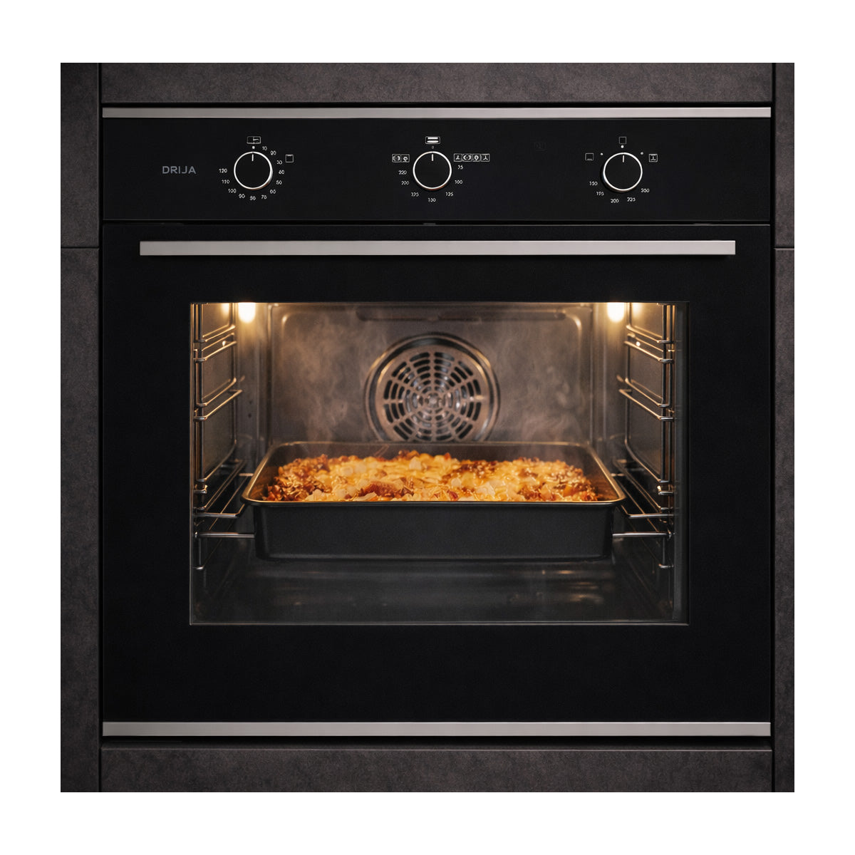 DRIJA Europa 60 Gas Grill Air Horno Multifuncional Empotrable a Gas | Puerta de Triple Vidrio | 250°C