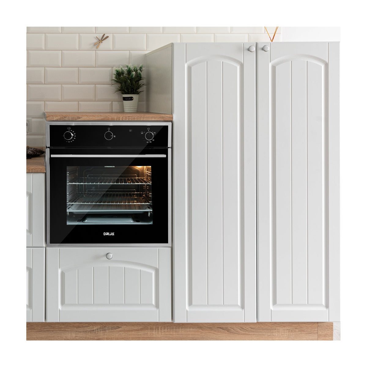 Drija Europa 60 Gas Horno Multifuncional Empotrable a Gas | Puerta de Triple Vidrio | 250°C