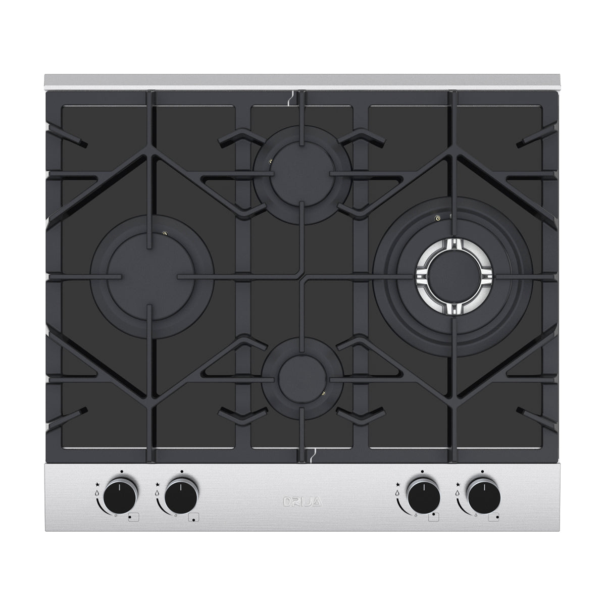 Drija Ferrara 60 Pro Estufa Empotrable a Gas de Vidrio Templado / Acero Inoxidable | 4 Quemadores | 4 Válvulas de Seguridad