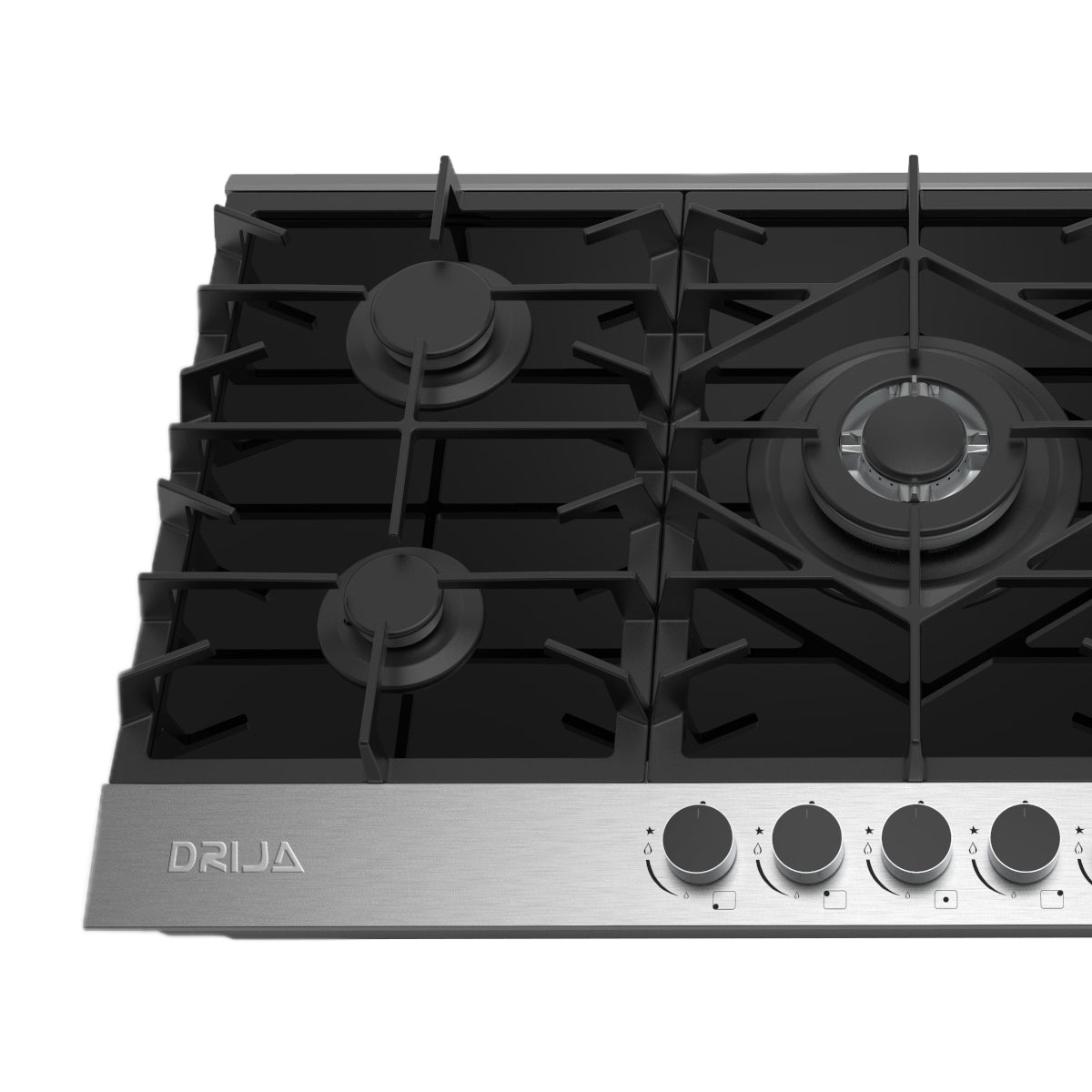 Drija Ferrara 90 Pro Estufa Empotrable a Gas de Vidrio Templado / Acero Inoxidable | 5 Quemadores | 5 Válvulas de Seguridad