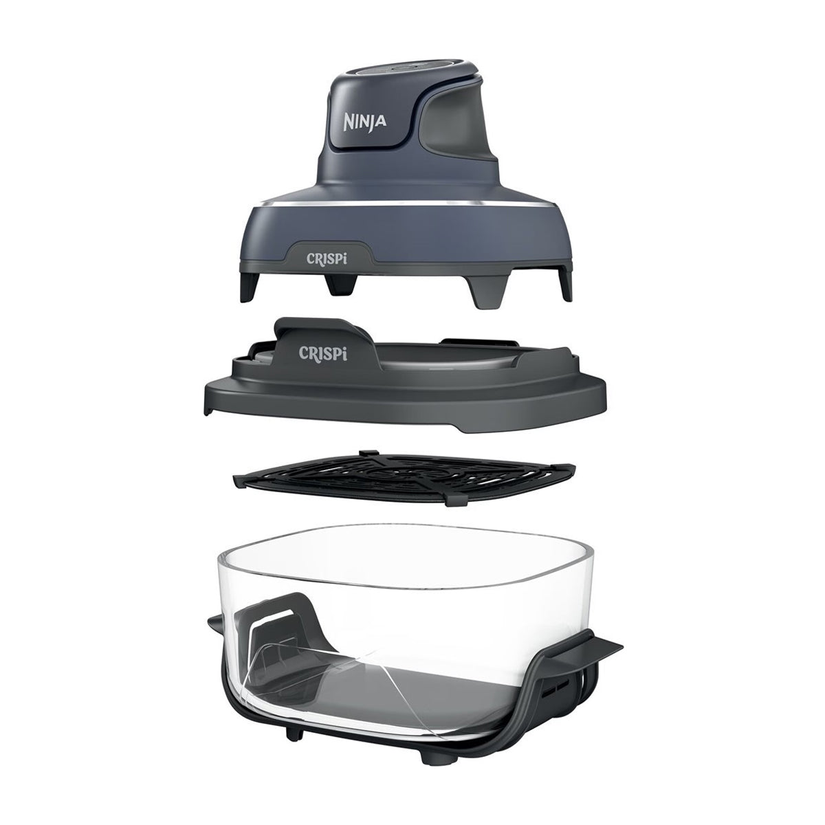 Ninja Crispi Freidora de Aire Portátil De Vidrio 4-en-1 | 4QT | Tecnología PowerPod | Cristalería TempWare | Hornea y Fríe | Azul