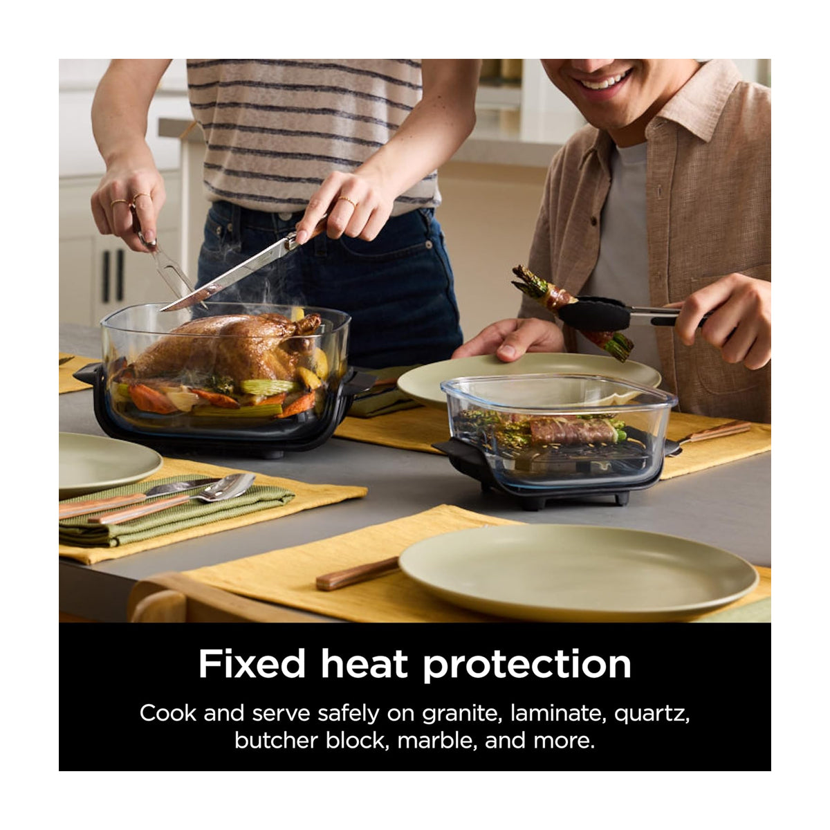 Ninja Crispi Freidora de Aire Portátil De Vidrio 4-en-1 | 4QT | Tecnología PowerPod | Cristalería TempWare | Hornea y Fríe | Azul