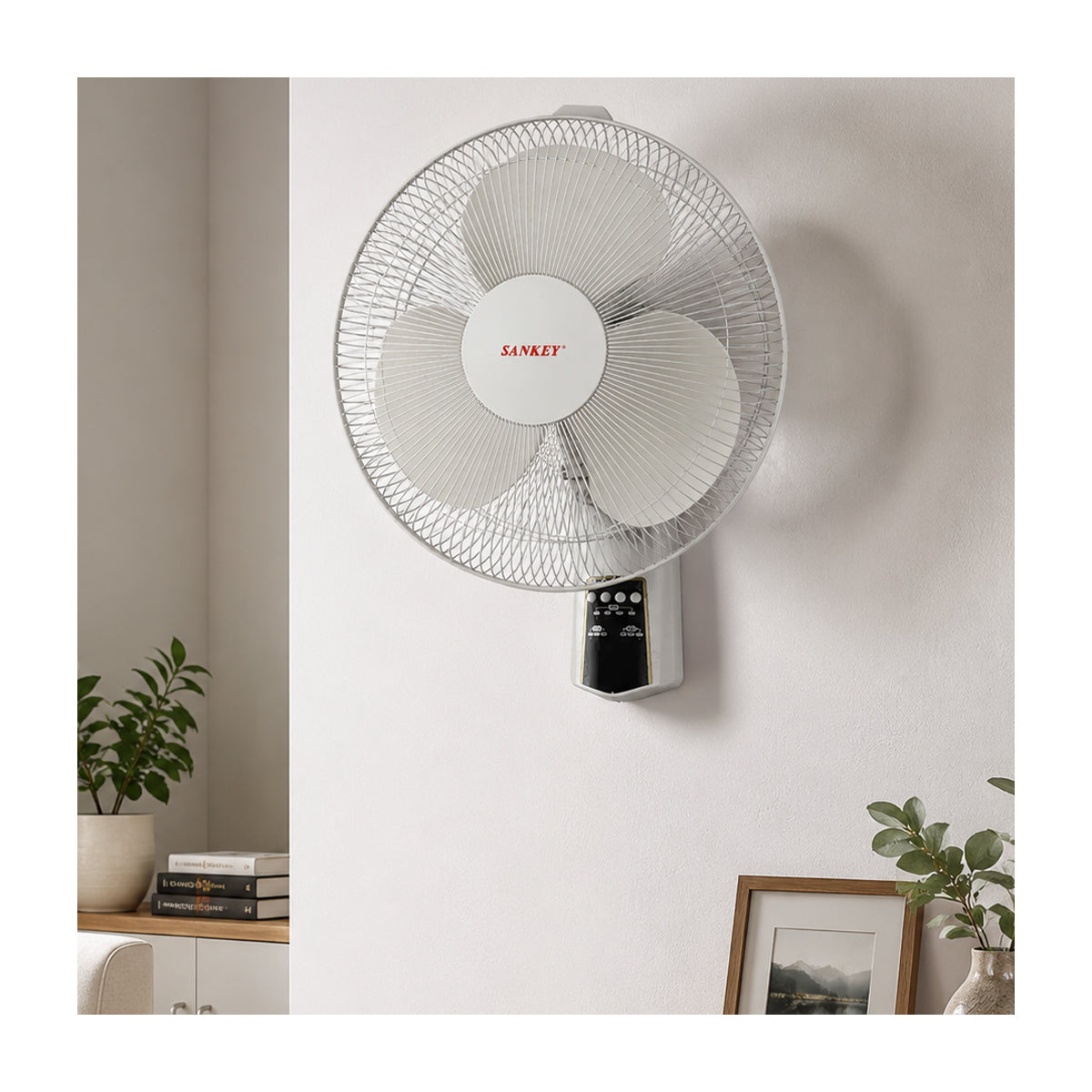 Sankey Abanico de Pared de 16" | Panel Digital | Control Remoto | 3 Velocidades | Blanco