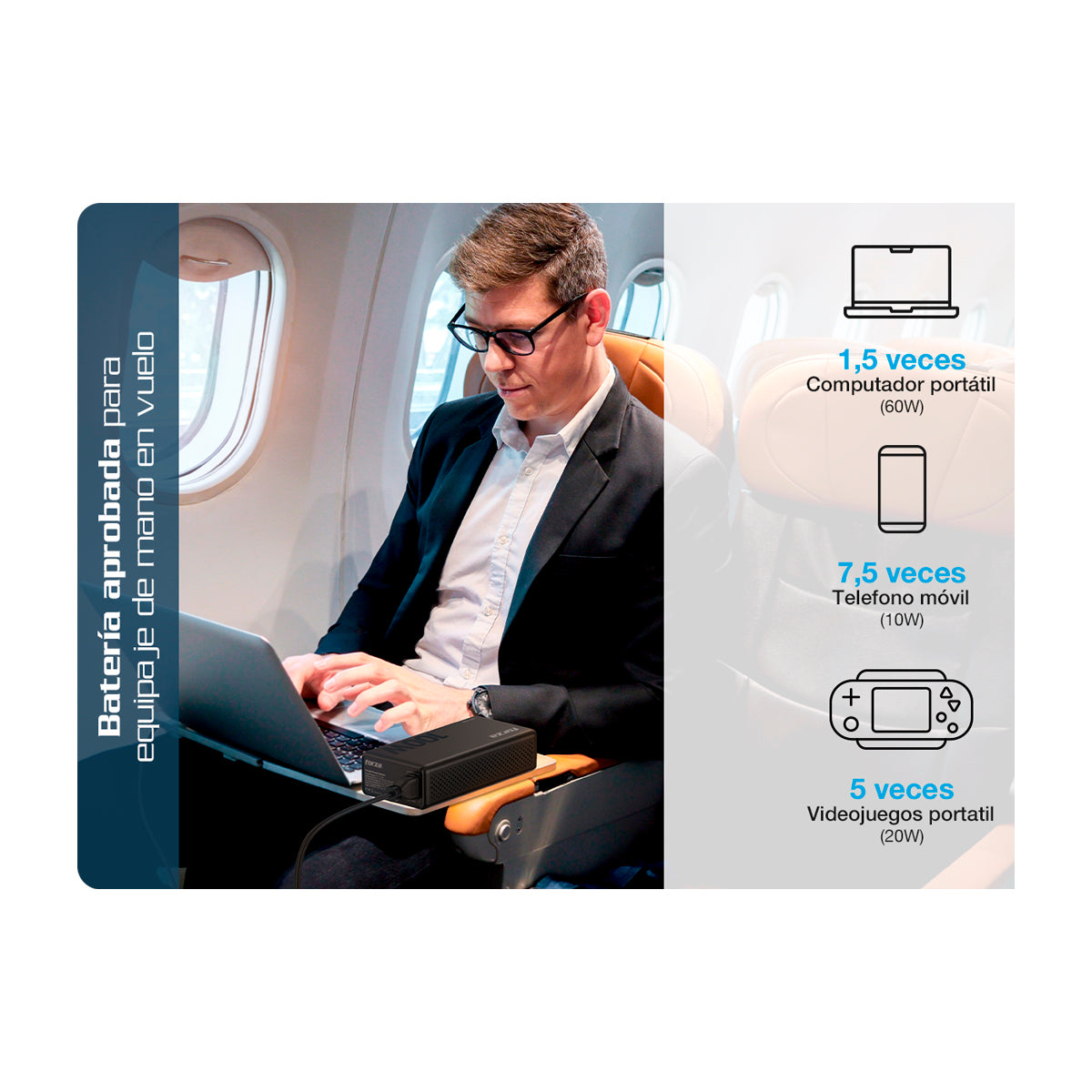 Forza Titan Central Eléctrica Portátil para Smartphones y Tablets | 100W | Pantalla LCD | Tecnología TurboPower | Negro