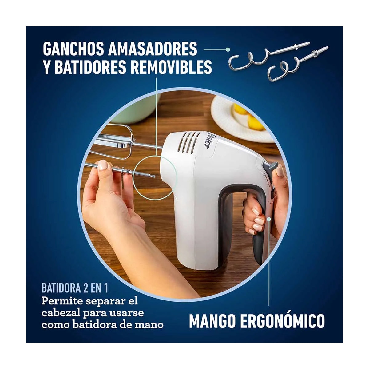 Oster FPSTHS3610 Batidora de Pedestal / Mano de 6 Velocidades | 3.7L | 250W | Blanco