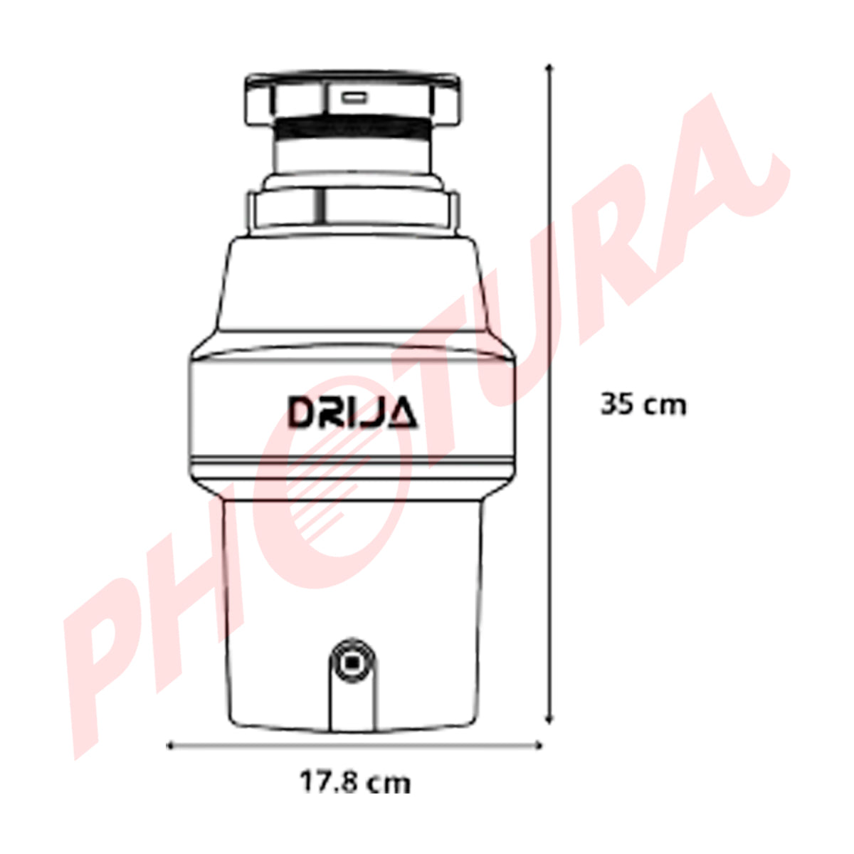 Drija Frantoio Triturador de Desperdicios para Fregador | Sistema Antiatascos | Resistente a la Corrosión | 370W