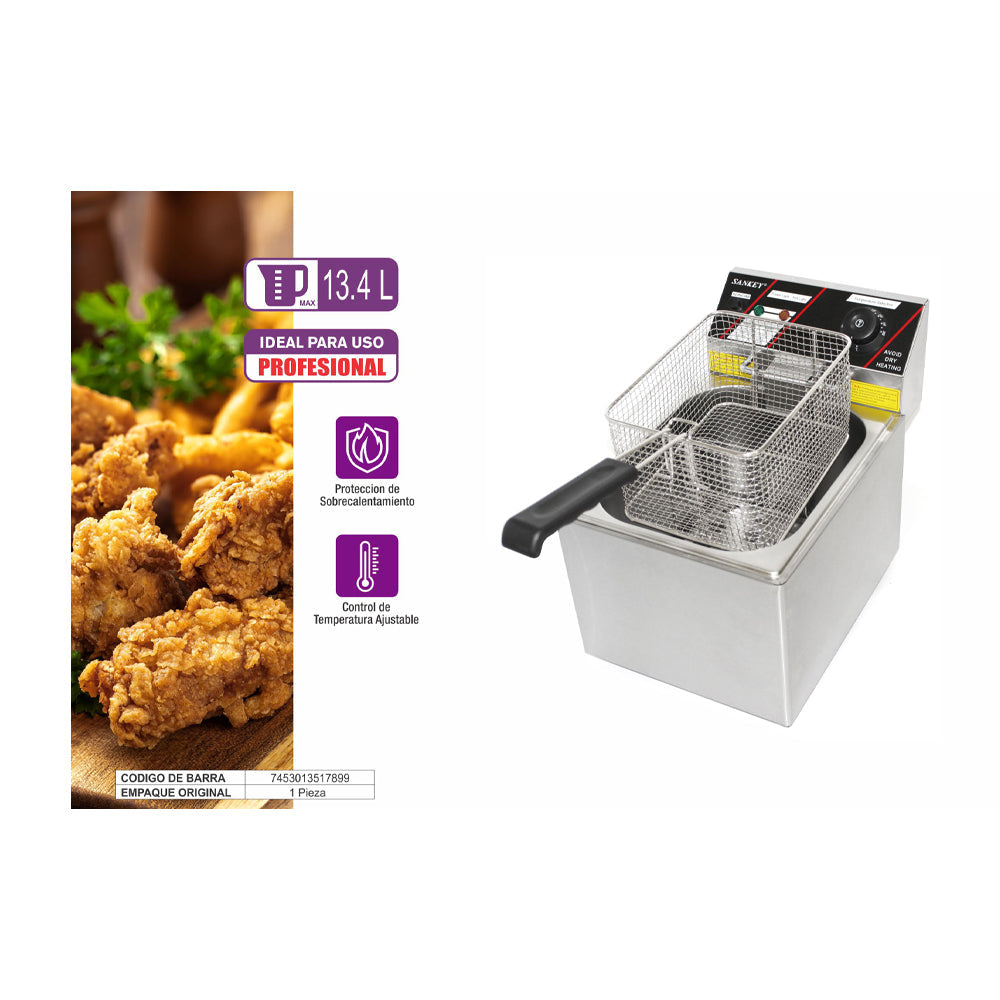 Sankey Freidora de Aceite de Inmersión | 10L | Profesional | Acero Inoxidable Resistente