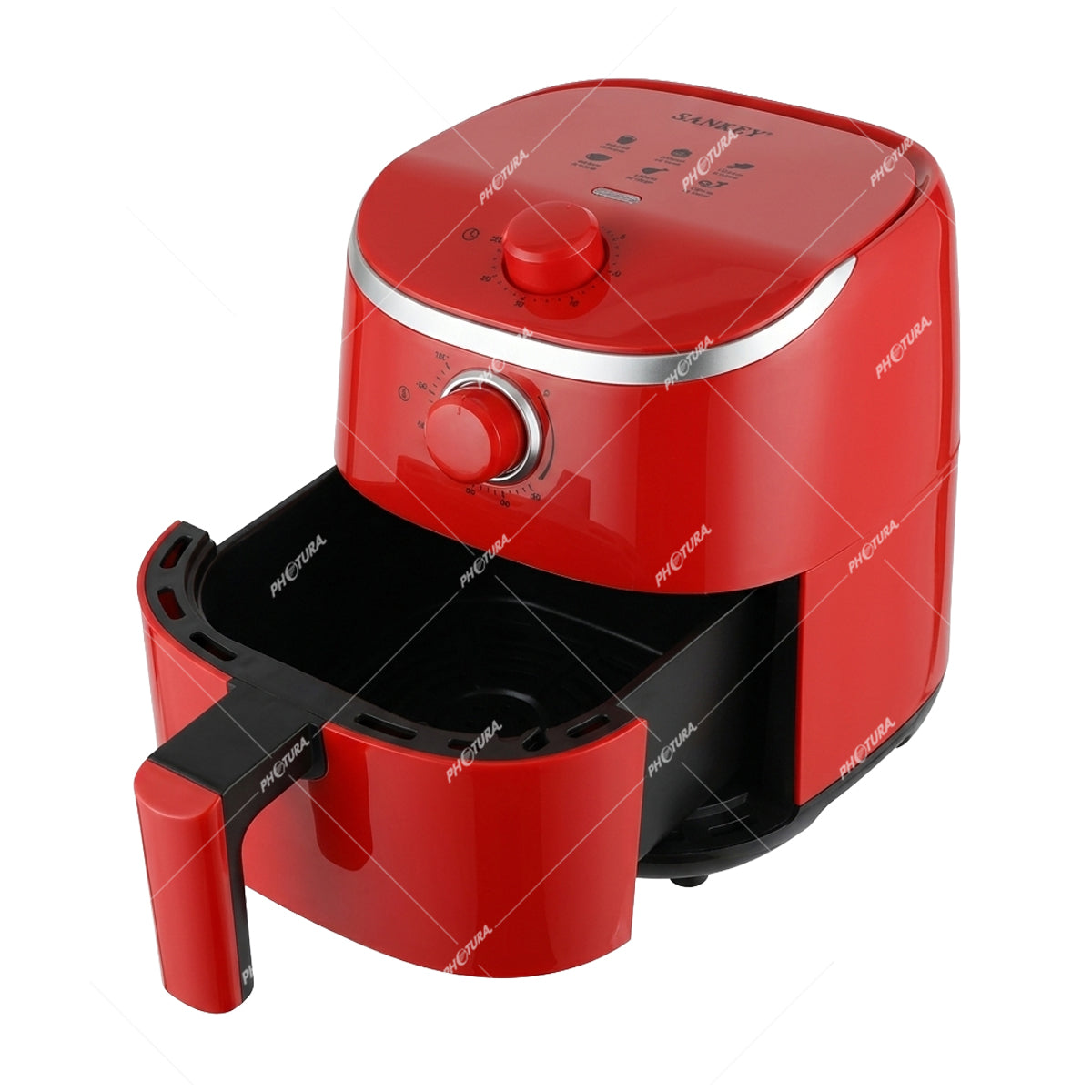 Sankey Freidora de Aire | 2L | Antiadherente | Temporizador | Control de Temperatura | Rojo