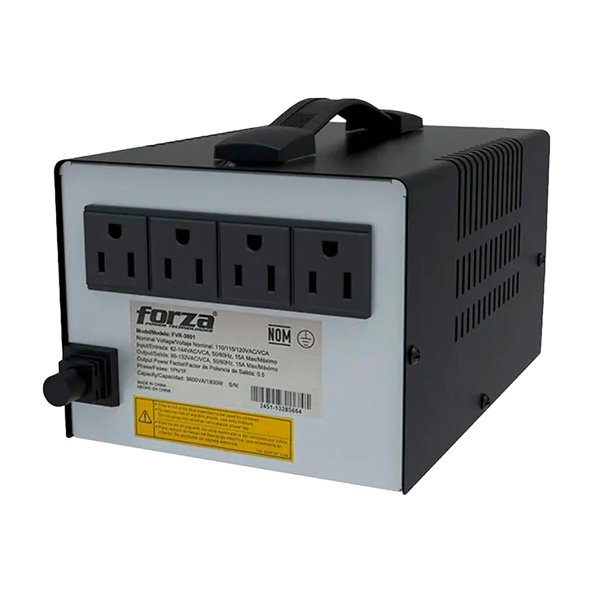 Forza Regulador Automático de Voltaje | Pantalla LCD | Temporizador | 3000VA/1800W | 4 Salidas | 1200J-120V