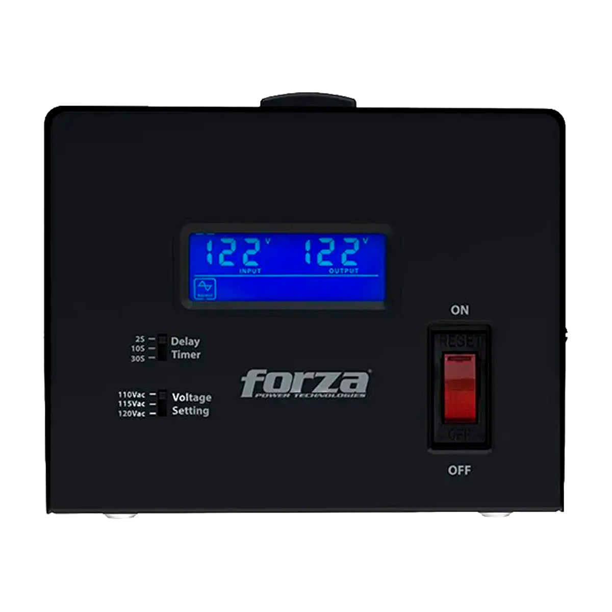 Forza Regulador Automático de Voltaje | Pantalla LCD | Temporizador | 3000VA/1800W | 4 Salidas | 1200J-120V