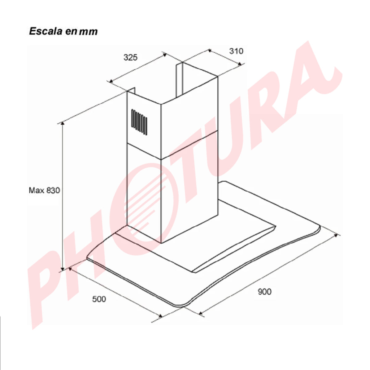 Drija Galaxy 90 Extractor de Grasa | Tipo Chimenea | 3 Velocidades | 2 Filtros de Carbón | 2 Filtros de Aluminio | 500m3/H