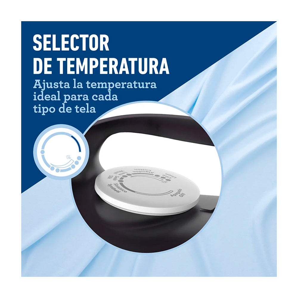 Oster GCSTBS6004 Plancha de Ropa a Vapor | 30% Mas Cobertura | Punta de Precisión | Antiadherente | Sistema Anti-Calcificación | Celeste Blanco