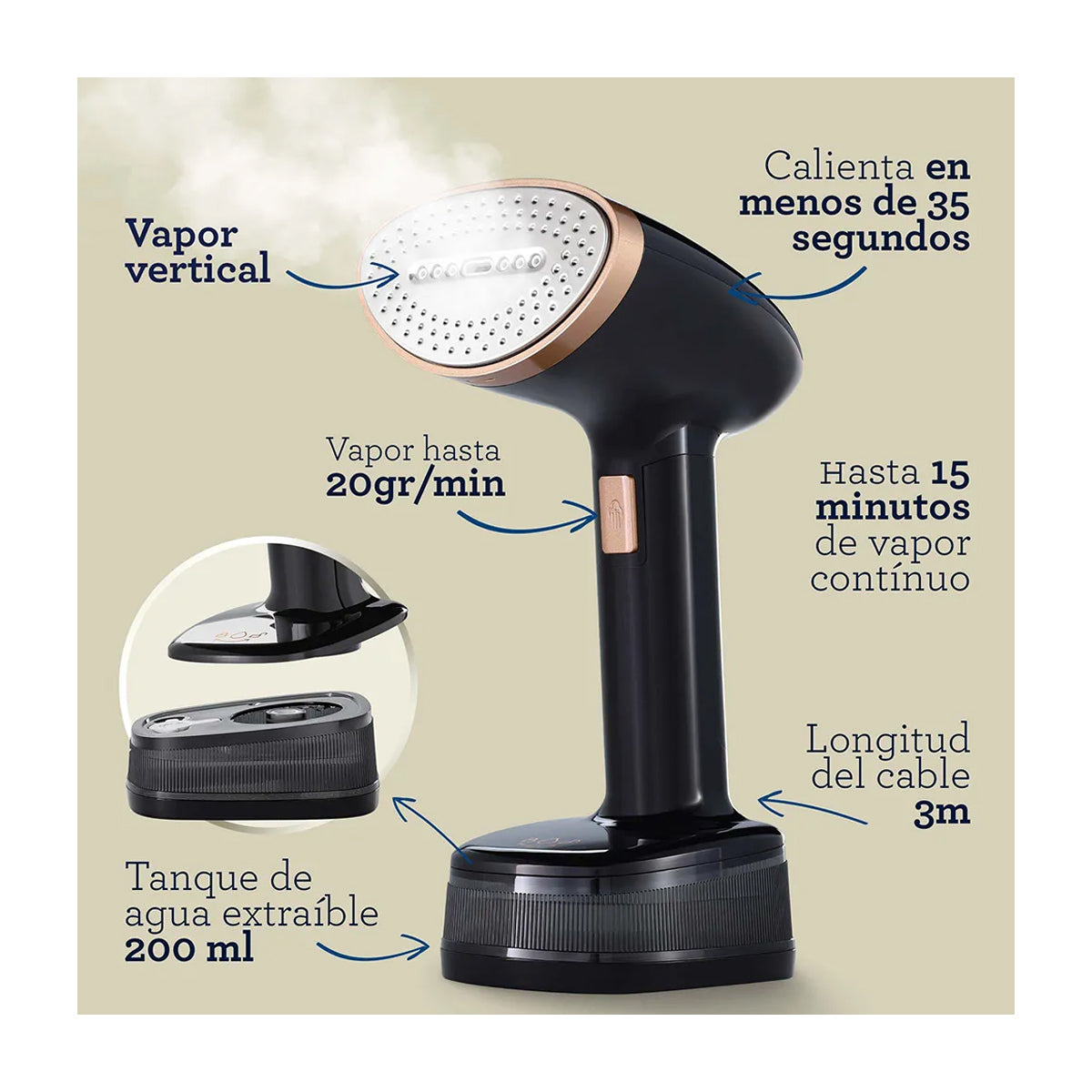 Oster GCSTFS300 Vaporizador de Prendas | 15 Minutos de Vapor Continuo | Negro