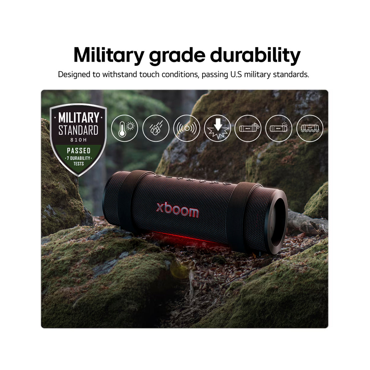 LG XBOOM Grab Bocina Portátil Bluetooth | Auracast | Iluminación | 20H | IP67 | Negro