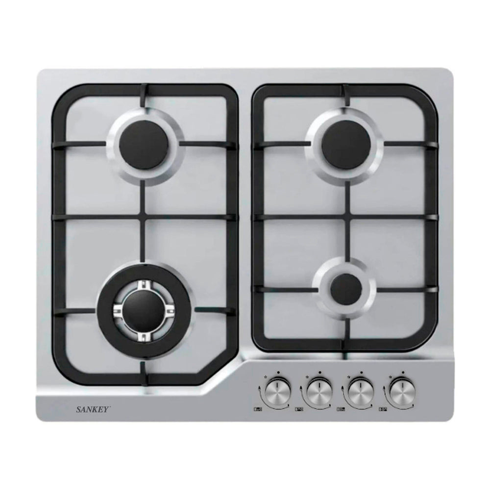 Sankey Estufa Empotrable a Gas de Acero Inoxidable | 60cm | 4 Quemadores | Encendido por Pulso