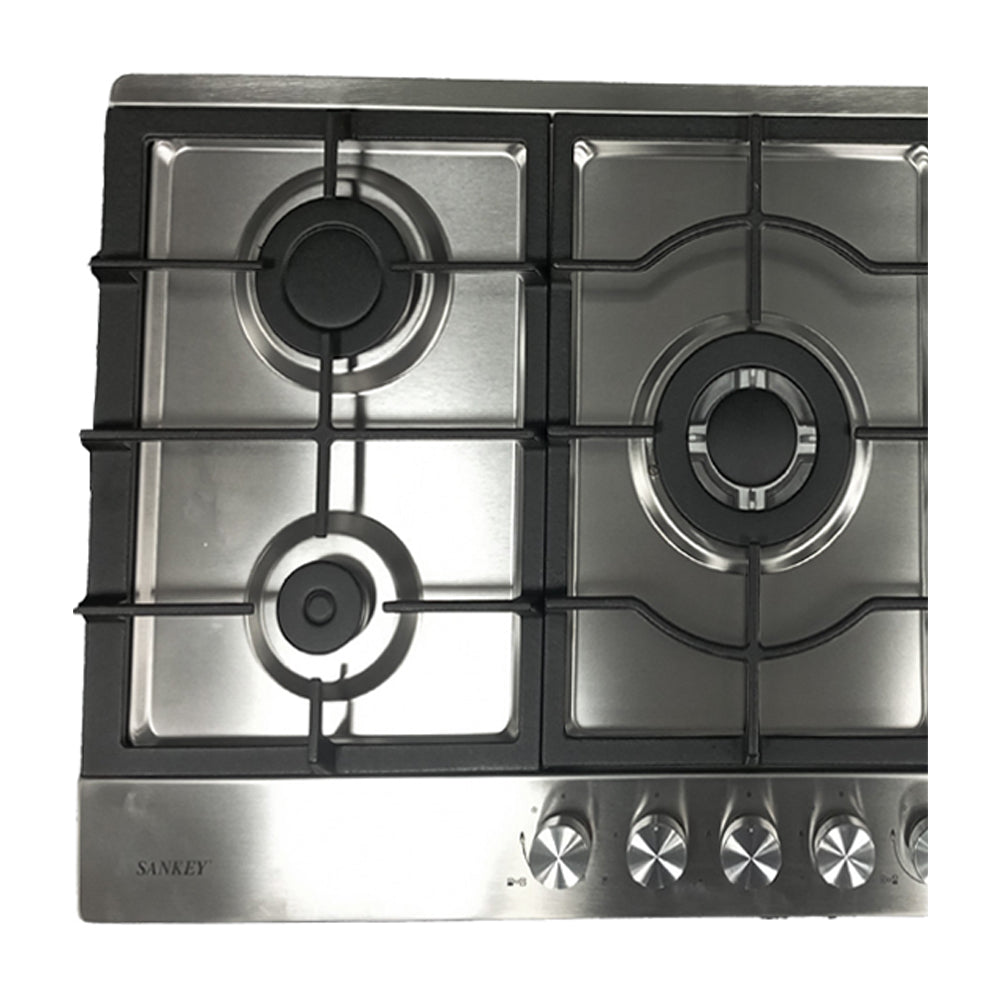 Sankey Estufa Empotrable a Gas de Acero Inoxidable | 75cm | 5 Quemadores | Encendido por Pulso