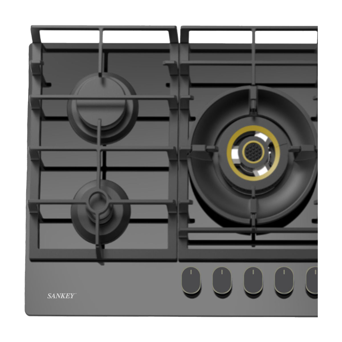 Sankey Estufa Empotrable a Gas de Vidrio Templado | 75cm | 5 Quemadores | Encendido por Pulso