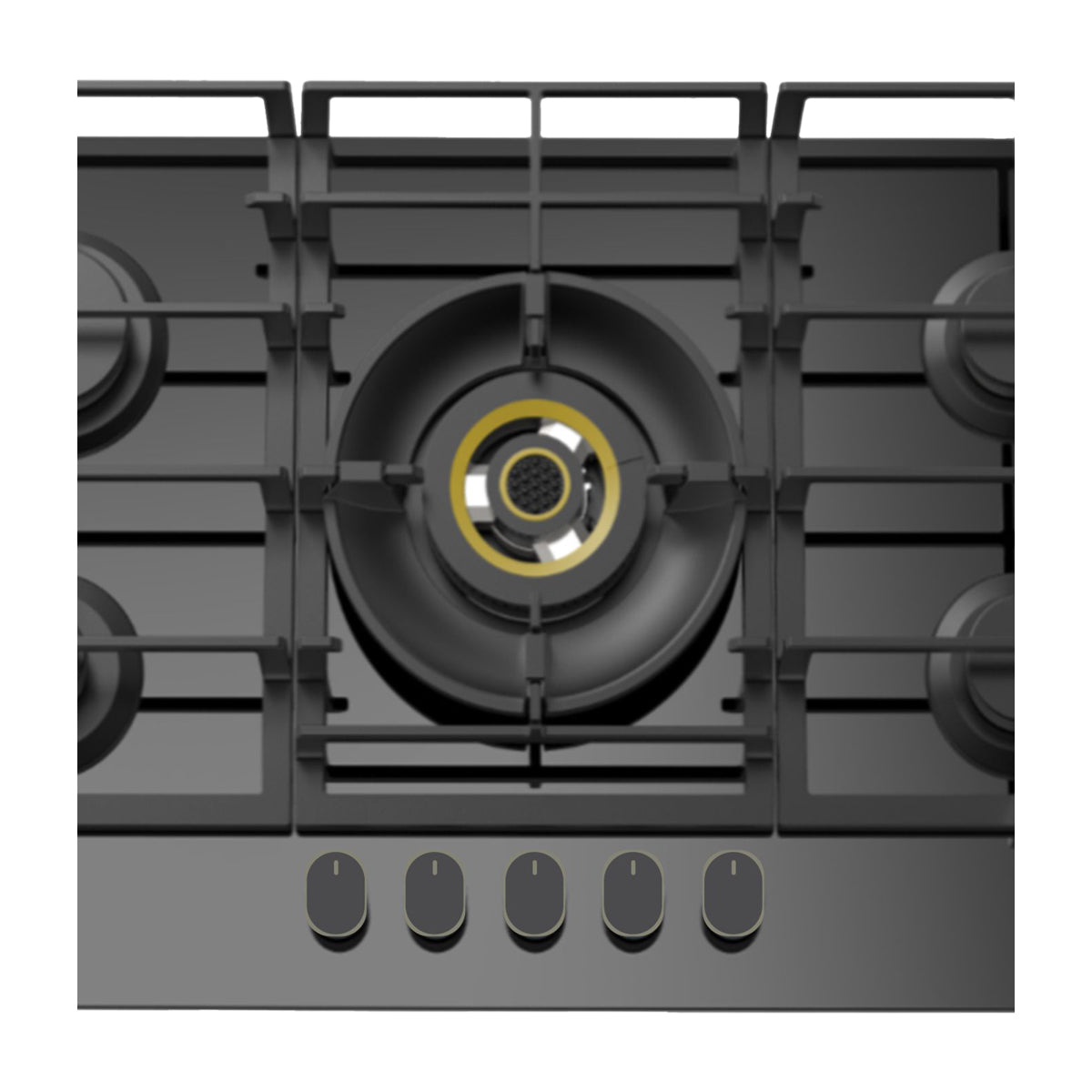 Sankey Estufa Empotrable a Gas de Vidrio Templado | 75cm | 5 Quemadores | Encendido por Pulso