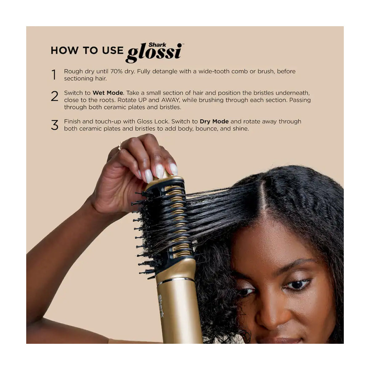 Shark Glam Cepillo Secador 5-en-1 | Multi-Estilizador | Air Styler Straightener | Gold