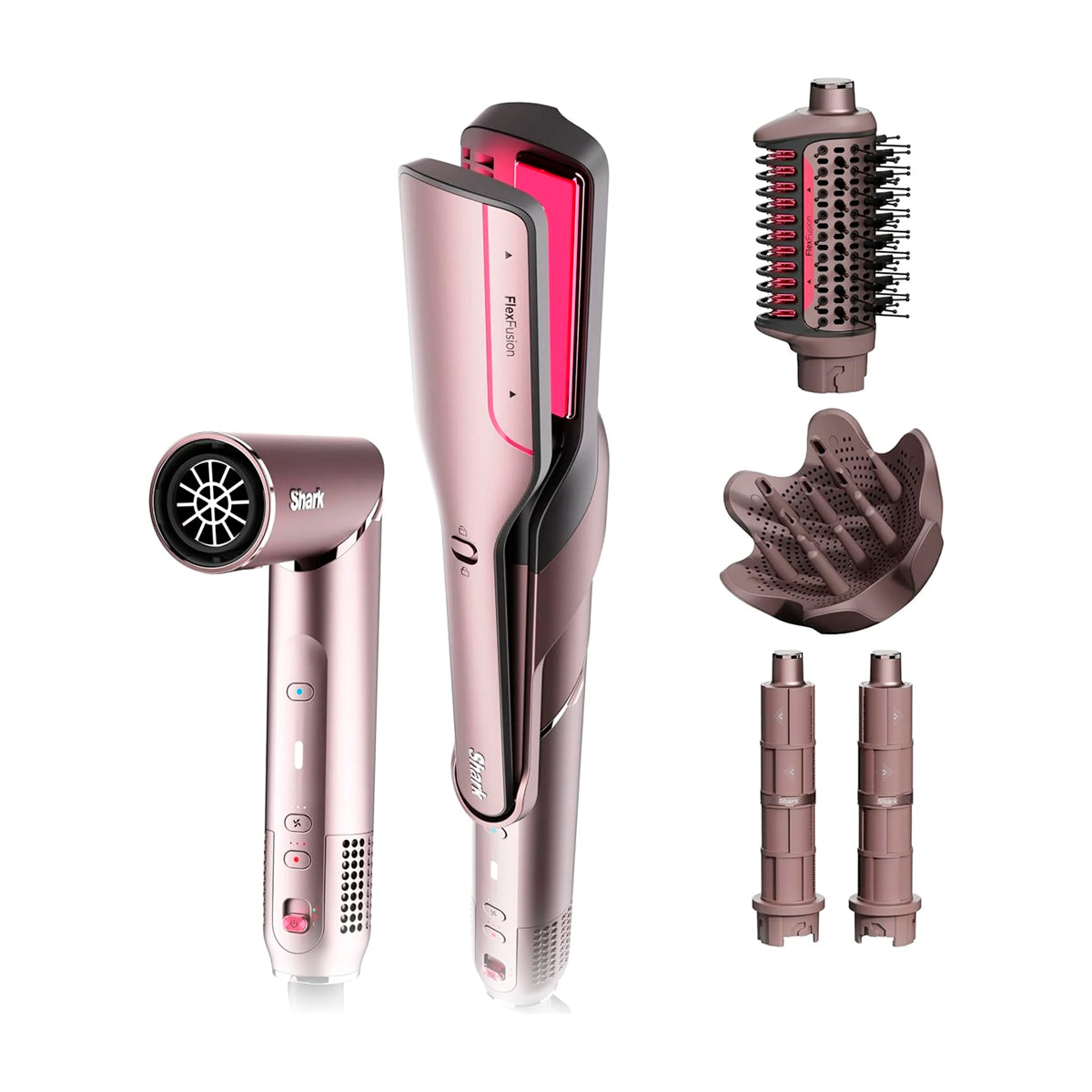 Shark FlexFusion Cepillo Secador 5-en-1 | Multi-Estilizador | Air Styler Curly | Cosmic Blush