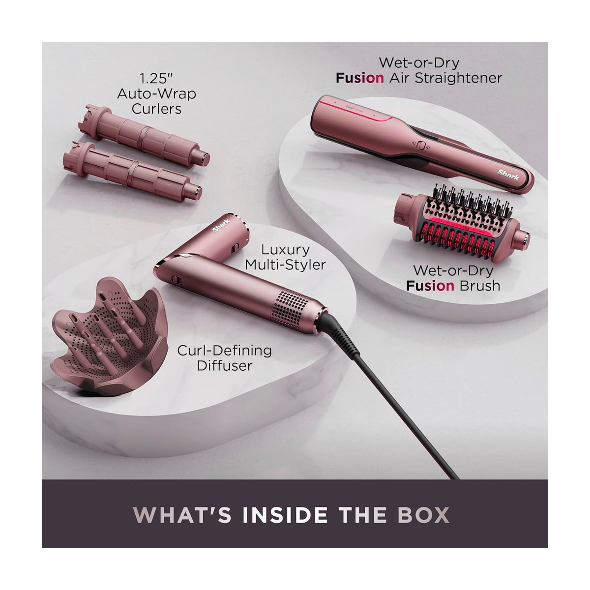 Shark FlexFusion Cepillo Secador 5-en-1 | Multi-Estilizador | Air Styler Curly | Cosmic Blush