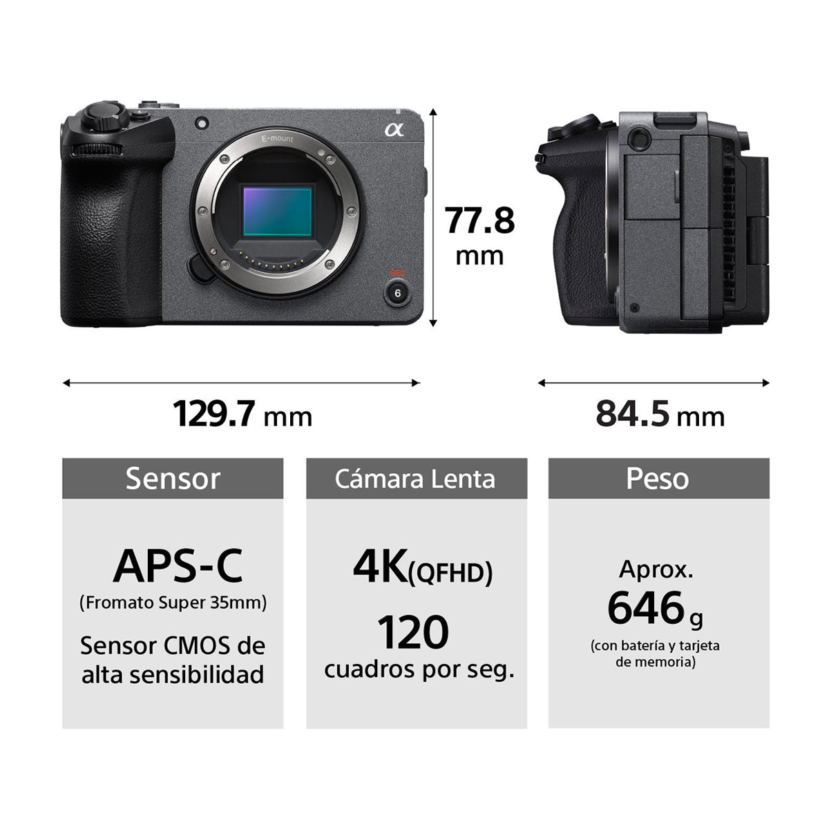 Sony FX30 Alpha Cinema Line Cámara Digital Mirrorless Body | ILME-FX30B