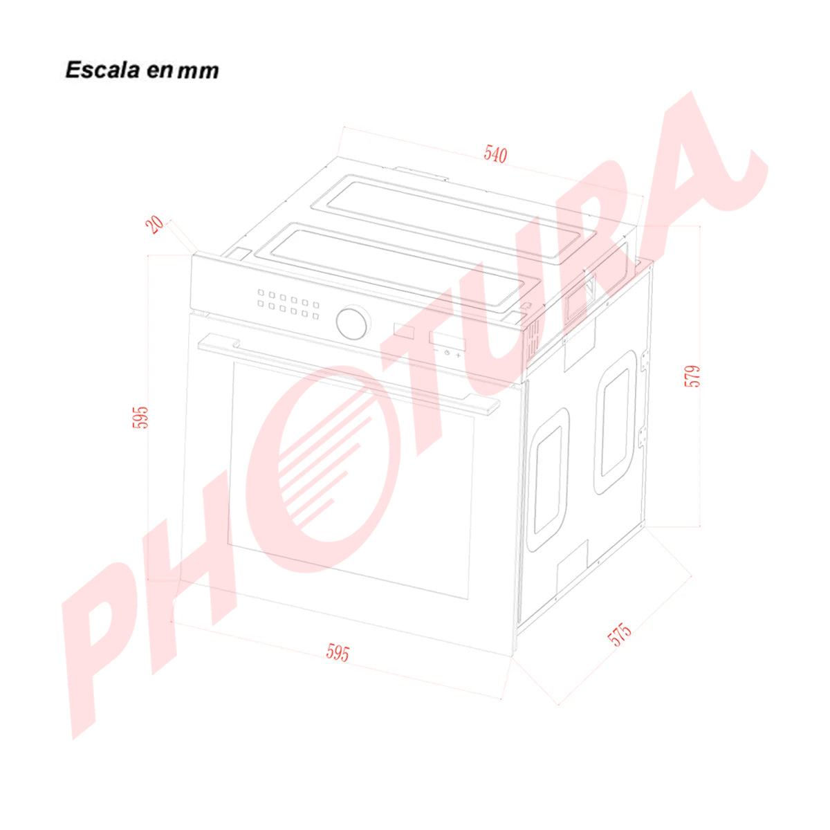 Drija Índico 60 Air Eléctrico Horno Multifuncional Empotrable Eléctrico | Puerta de Triple Vidrio | 250°C