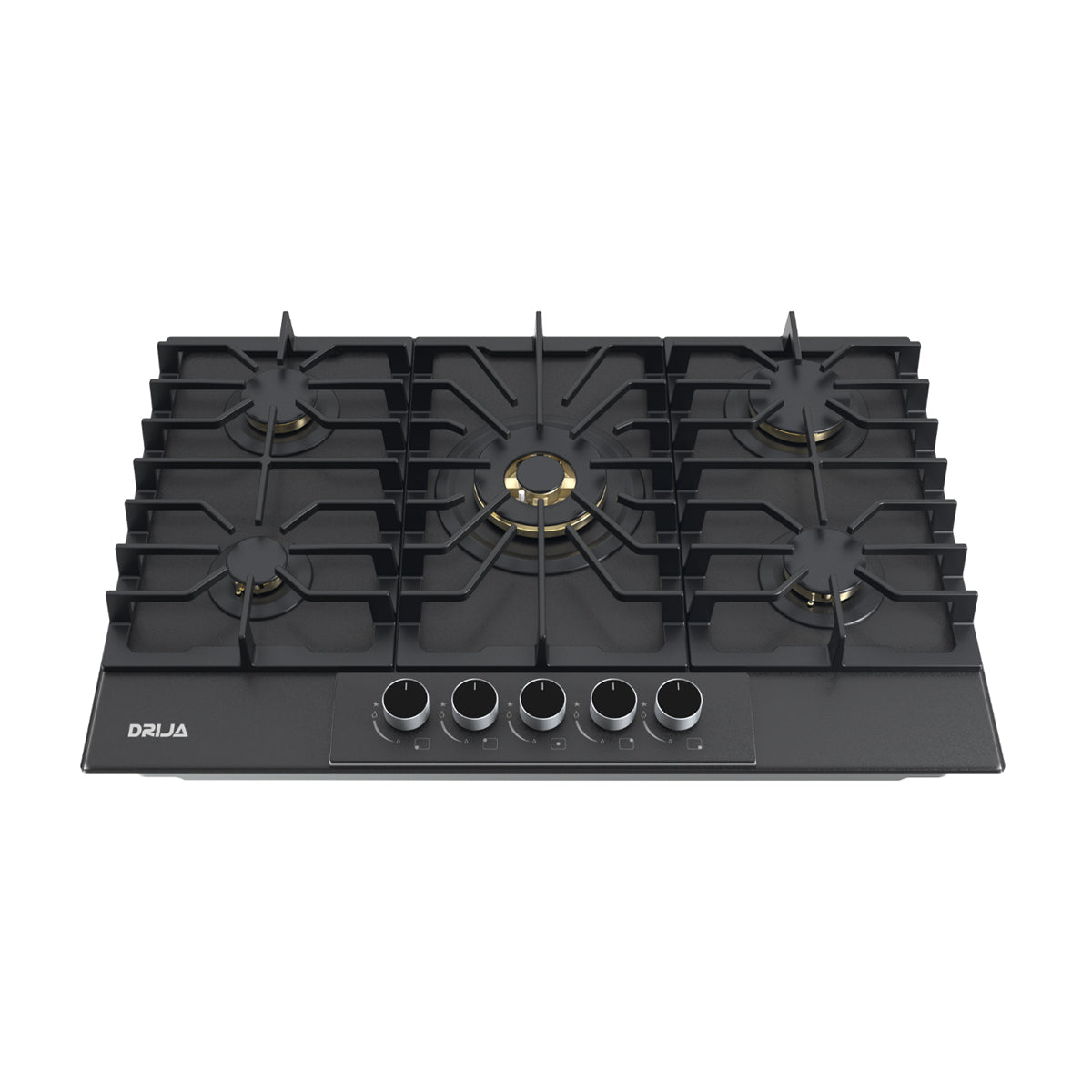 Drija Italia 76 Estufa Empotrable a Gas de Vidrio Templado | 5 Quemadores | 5 Válvulas de Seguridad