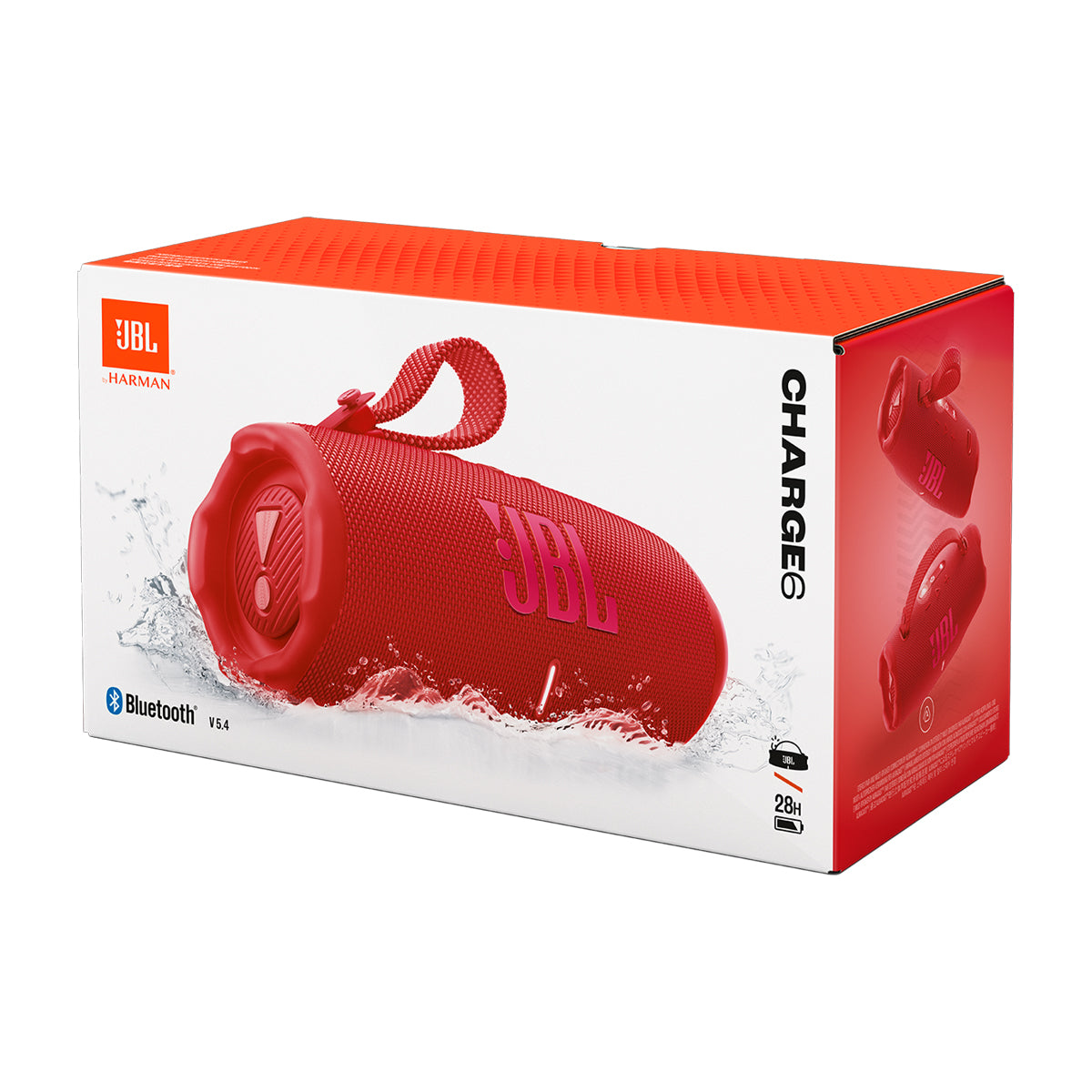 JBL Charge 6 Bocina Portátil Bluetooth Waterproof | AI Sound Boost | 28H | IP68 | Rojo