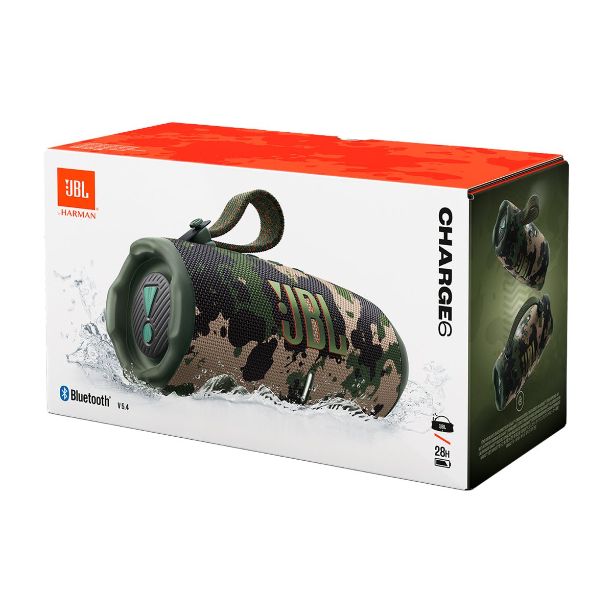 JBL Charge 6 Bocina Portátil Bluetooth Waterproof | AI Sound Boost | 28H | IP68 | Camuflaje
