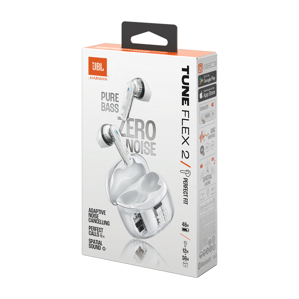 JBL Tune Flex 2 Ghost Edition True Wireless Audífonos Inalámbricos Bluetooth | Adaptive Noise Cancelling | Blanco