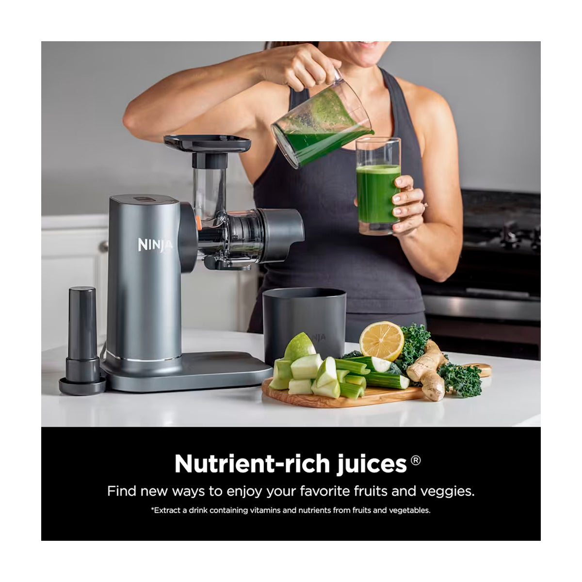 Ninja Neverclog Extractor De Jugos | 700 ml | Alta Potencia | Control de pulpa | Acero inoxidable