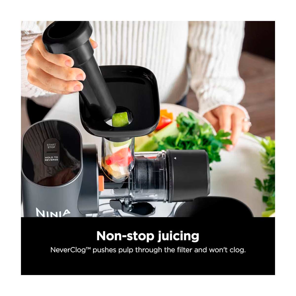 Ninja Neverclog Extractor De Jugos | 700 ml | Alta Potencia | Control de pulpa | Acero inoxidable