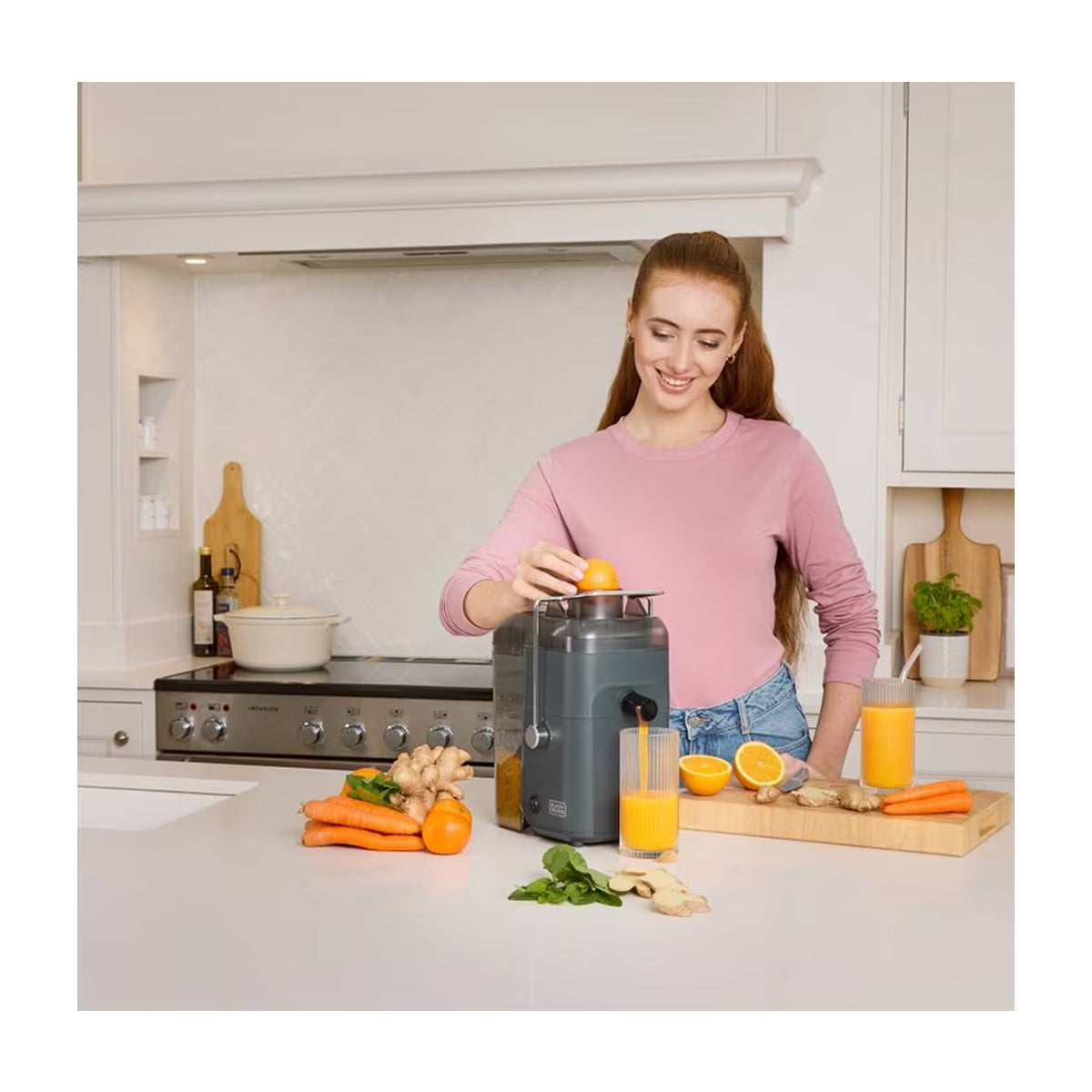 Black & Decker Extractor de Jugo | 1.6L | Colector de Pulpa | 400W | Gris