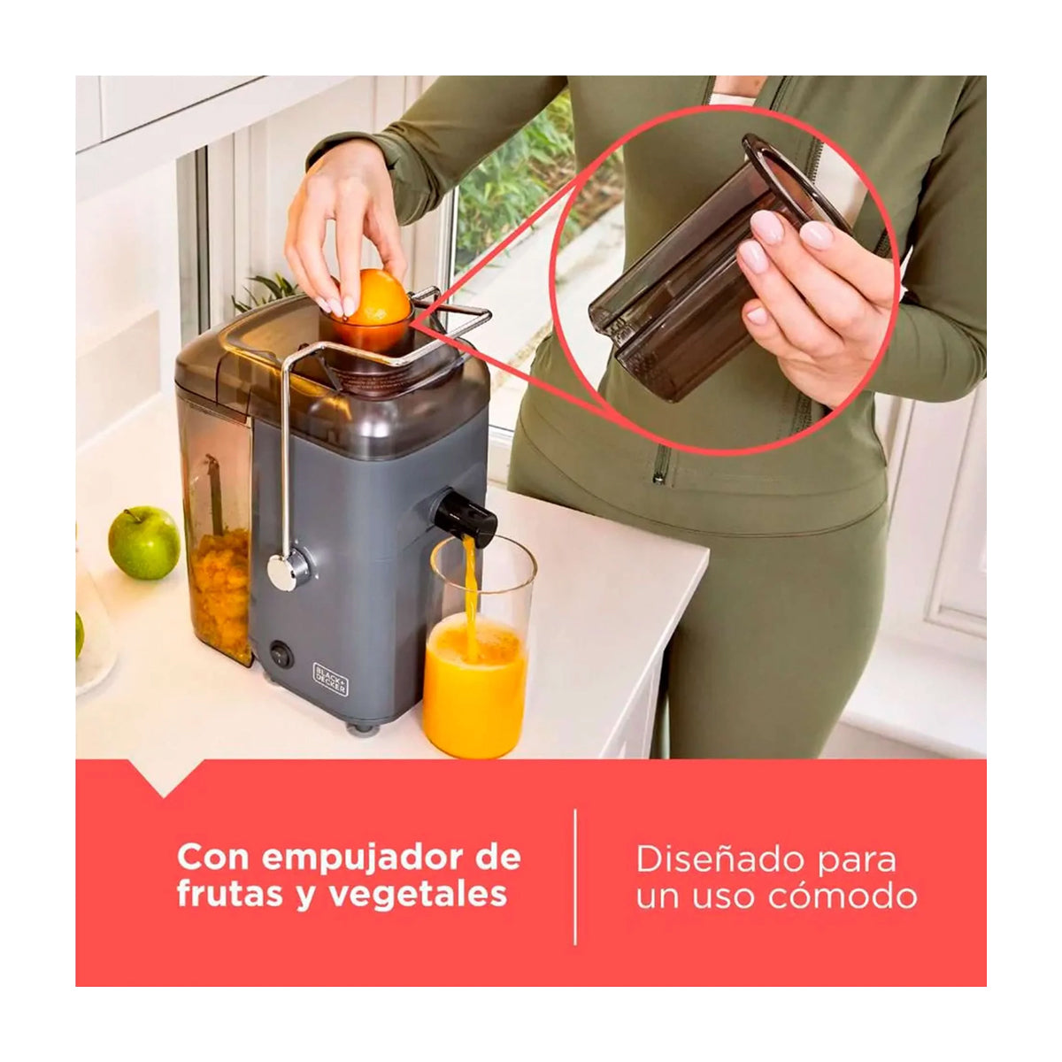 Black & Decker Extractor de Jugo | 1.6L | Colector de Pulpa | 400W | Gris
