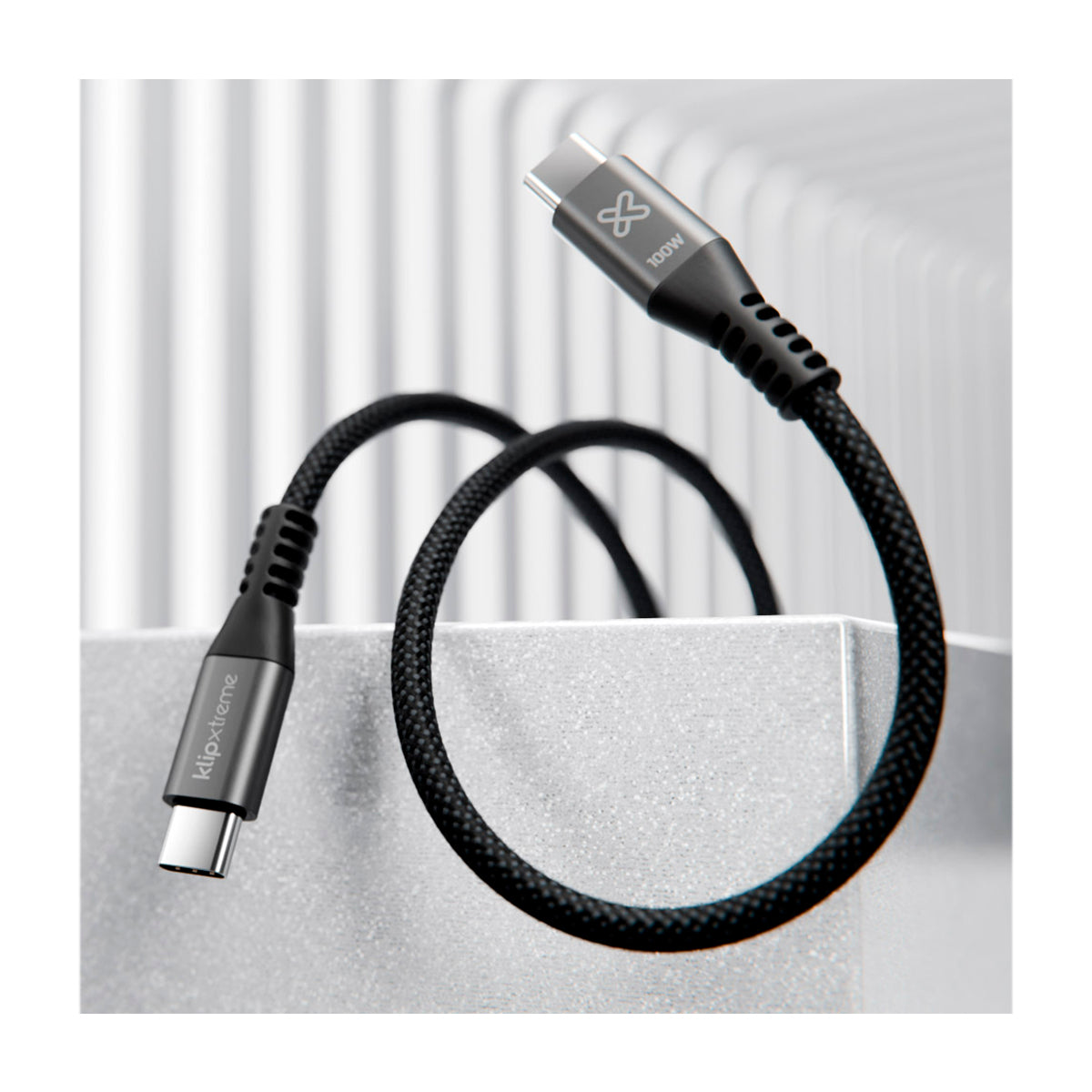 Klip Xtreme PowerGo 550 Cable USB C a USB C | 1.8 Metros | Negro Plateado