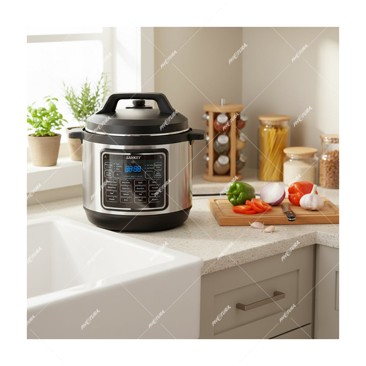 Sankey Olla Multifuncional de 8L | 20 Programas | Cocción al vacío | Revestimiento de Cerámica