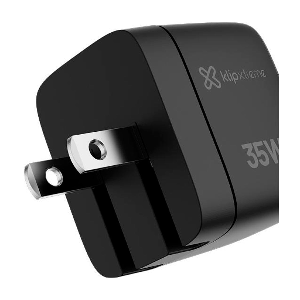 Klip Xtreme Adaptador de Corriente de Pared | 2 puertos | Tecnología GaN | Pantalla LCD | Negro
