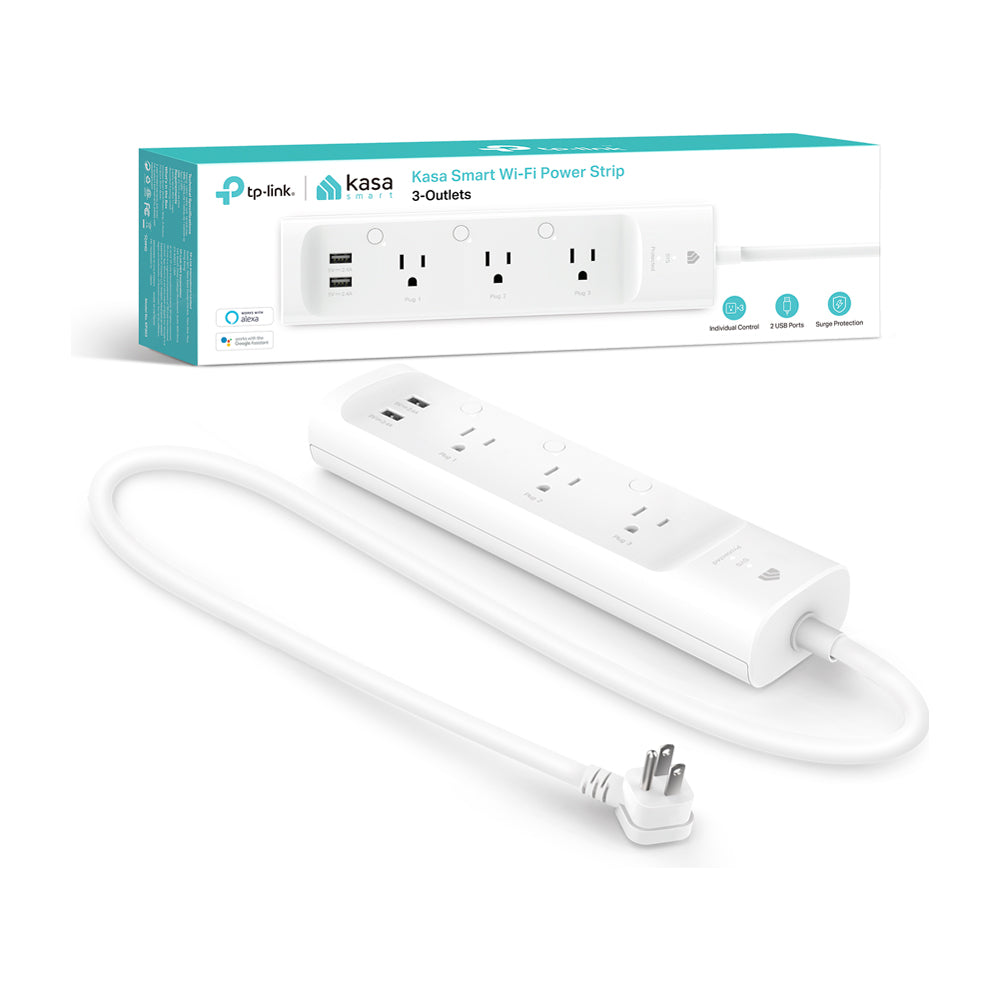 TP-Link Regleta Protectora de Sobretensión Inteligente WiFi | Control Remoto | Control por Voz | Programable | 3 Salidas | 2 USB