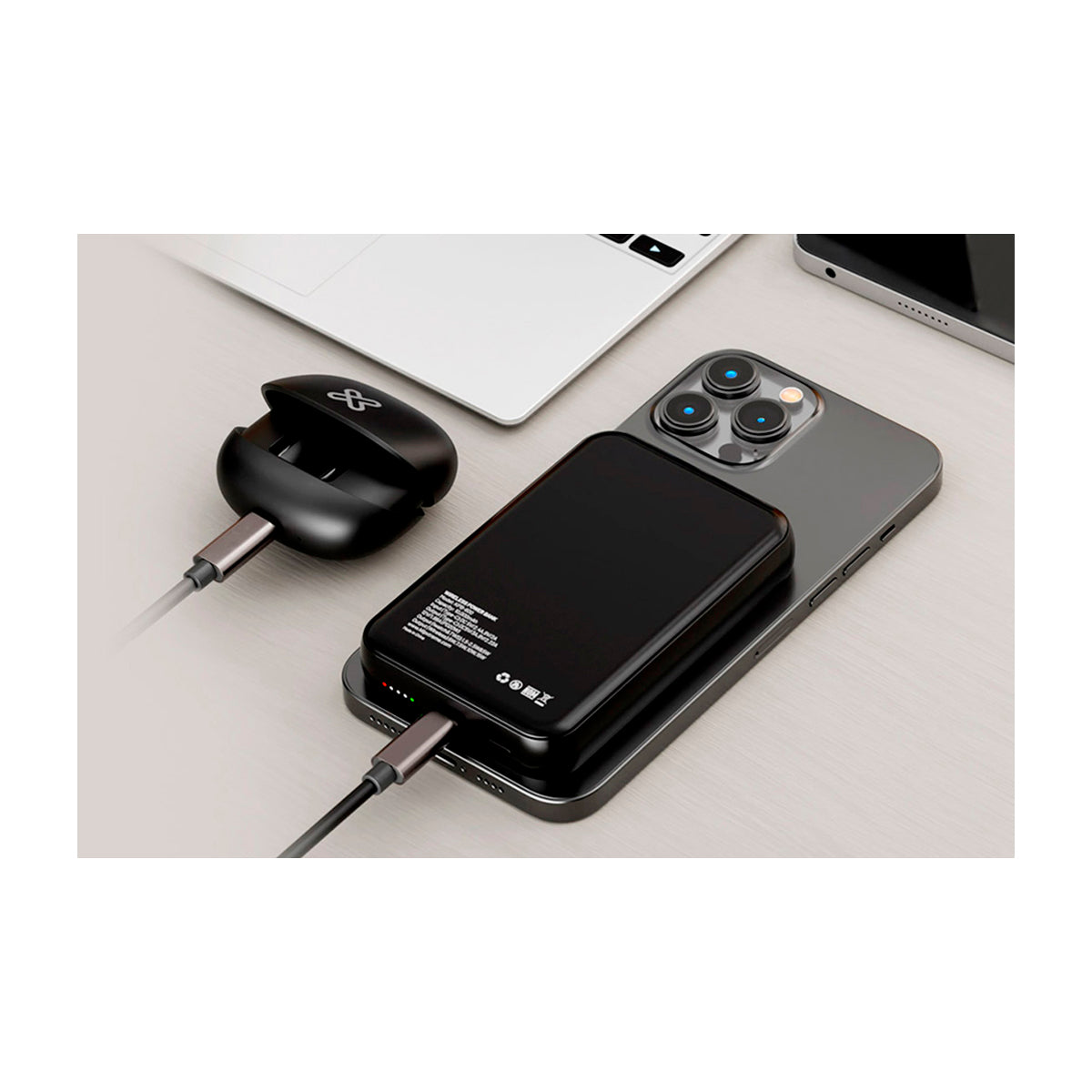 Klip Xtreme PowerMag Batería Portátil para Smartphones y Tablets | 10000Mah | Negro