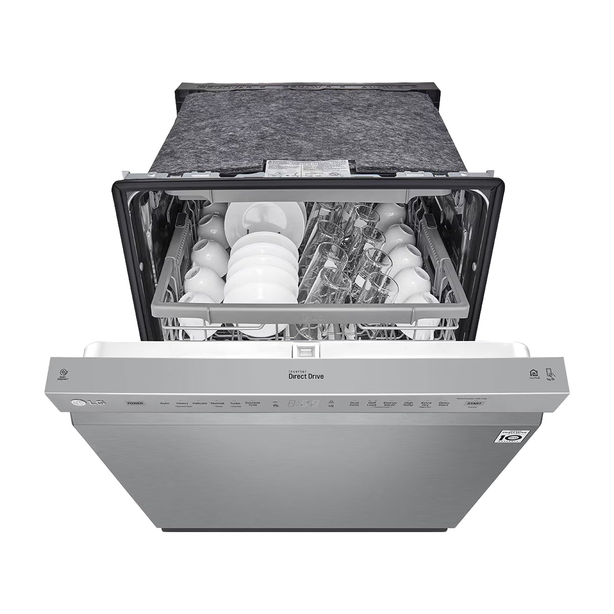 LG Lavaplatos Empotrable de 24" | Inverter Direct Drive | Digital | ThinQ | QuadWash | EasyRack Plus | Tercera Rejilla | Silencioso 48 dBA | 15 P/S | Acero Inoxidable