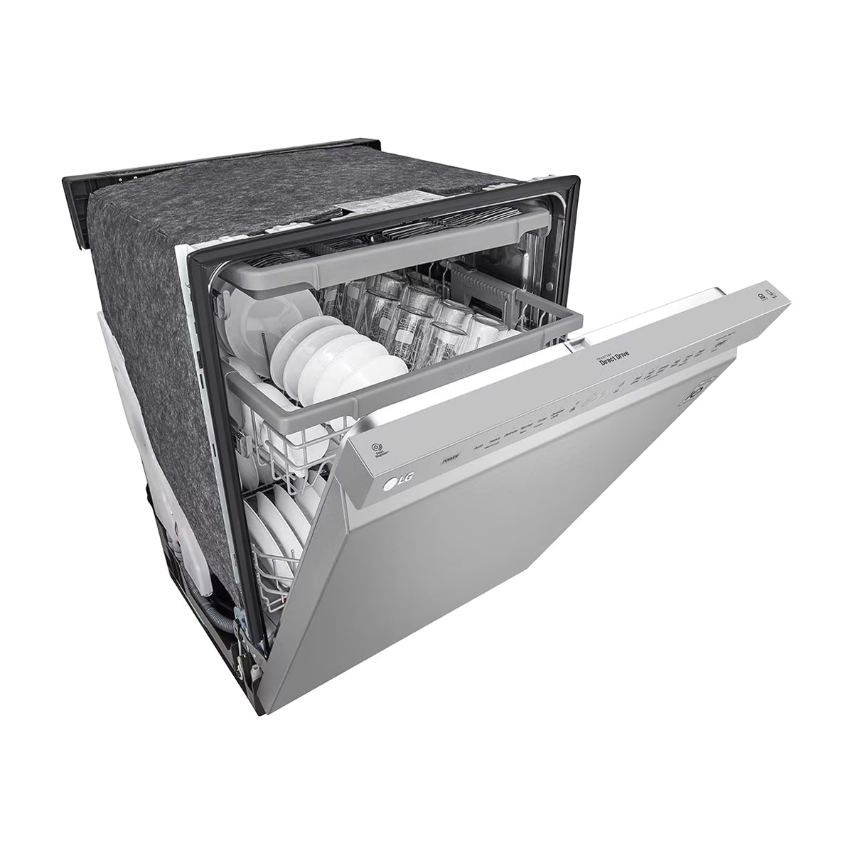 LG Lavaplatos Empotrable de 24" | Inverter Direct Drive | Digital | ThinQ | QuadWash | EasyRack Plus | Tercera Rejilla | Silencioso 48 dBA | 15 P/S | Acero Inoxidable