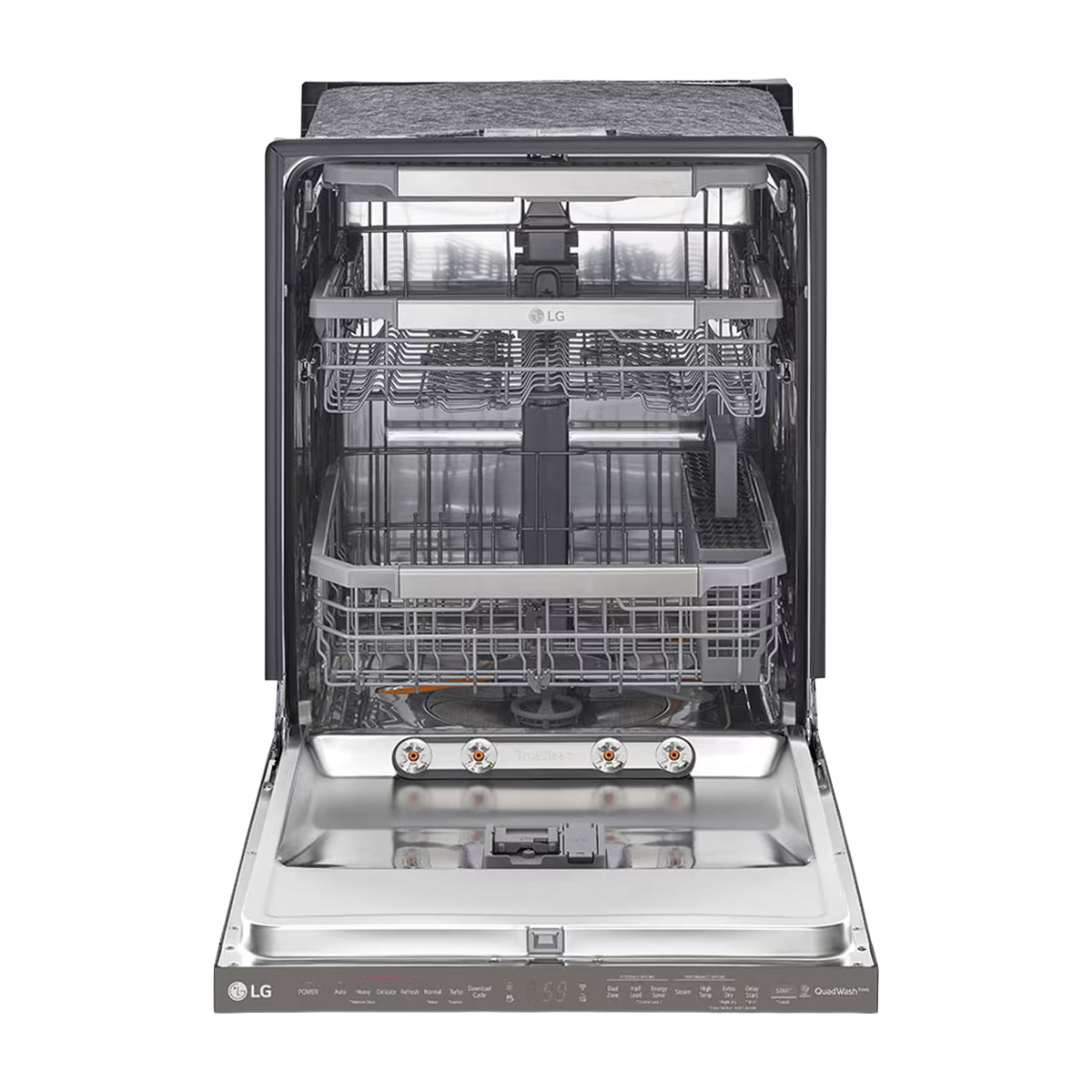 LG Lavaplatos Empotrable de 24" | Inverter Direct Drive | Digital | ThinQ | QuadWash | True Steam | Tercera Rejilla | Silencioso 44 dBA | 15 P/S | Acero Inoxidable