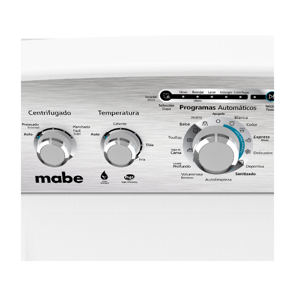 Mabe Lavadora Automática de Carga Superior | 11 Programas Automáticos | Aqua Saver Green | 22kg