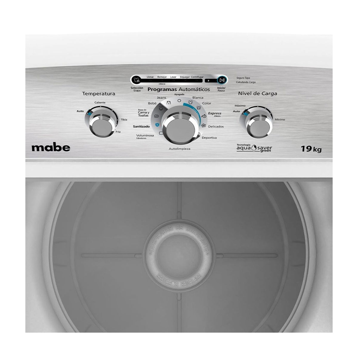 Mabe Lavadora Automática de Carga Superior | 11 Programas Automáticos | Aqua Saver Green | 17kg