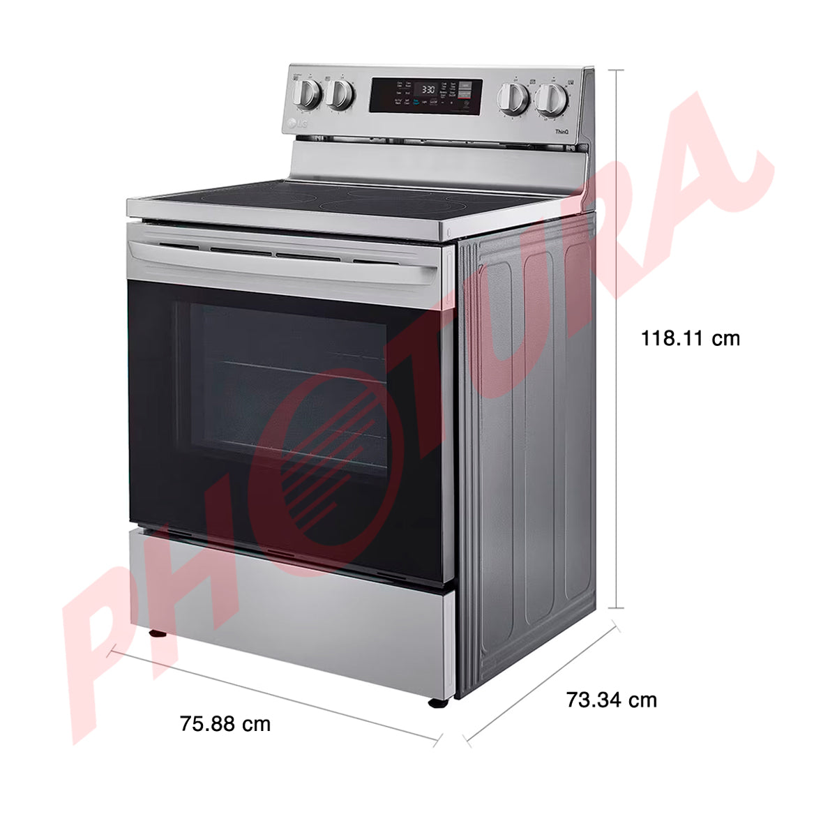 LG Estufa Eléctrica de Acero Inoxidable | 2-en-1 | Smart WiFi ThinQ | 6.3p3 | Air Fryer | Convección | Panel Digital | 30" | 5 Quemadores | Plateado