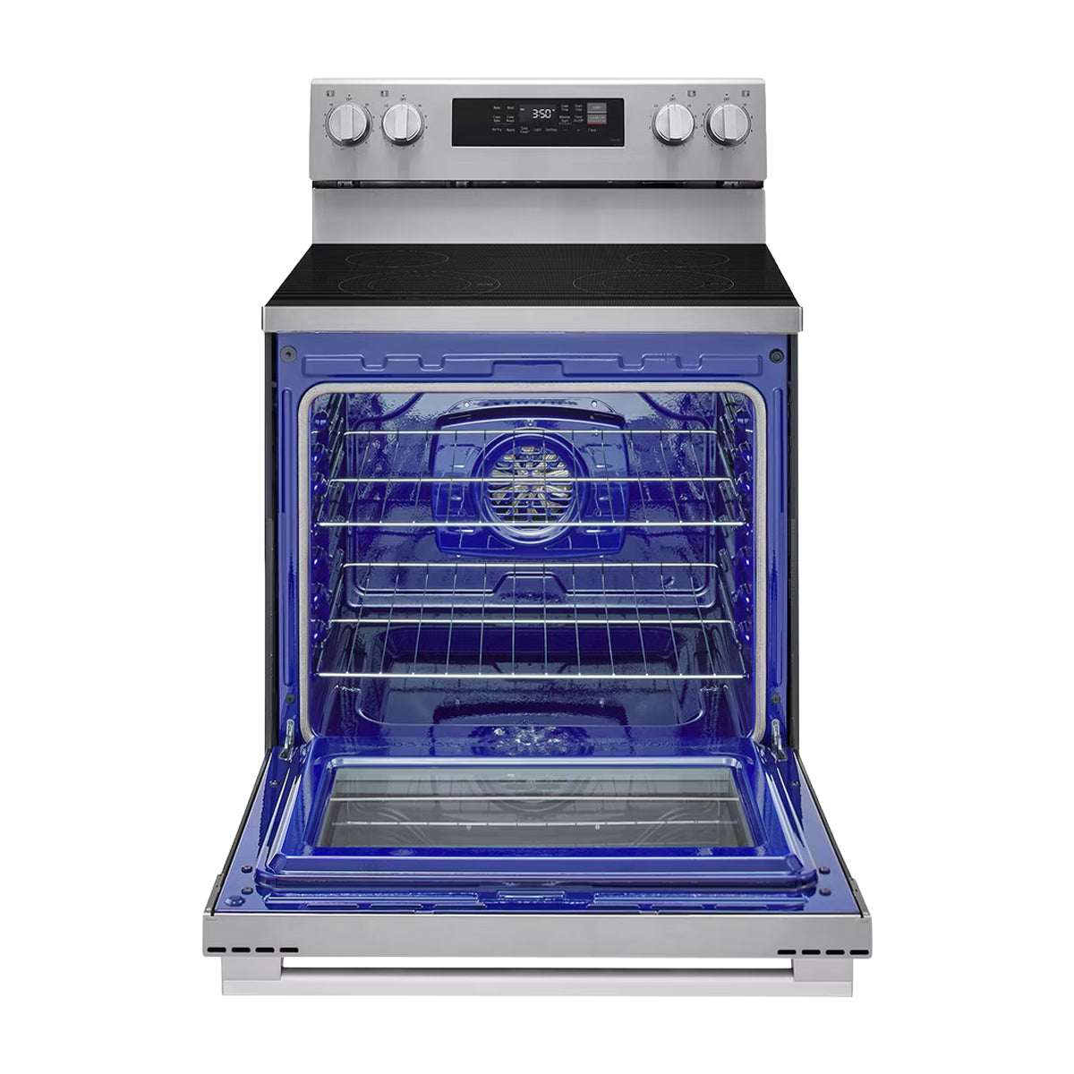 LG Estufa Eléctrica de Acero Inoxidable | 2-en-1 | Smart WiFi ThinQ | 6.3p3 | Air Fryer | Convección | Panel Digital | 30" | 4 Quemadores | Plateado